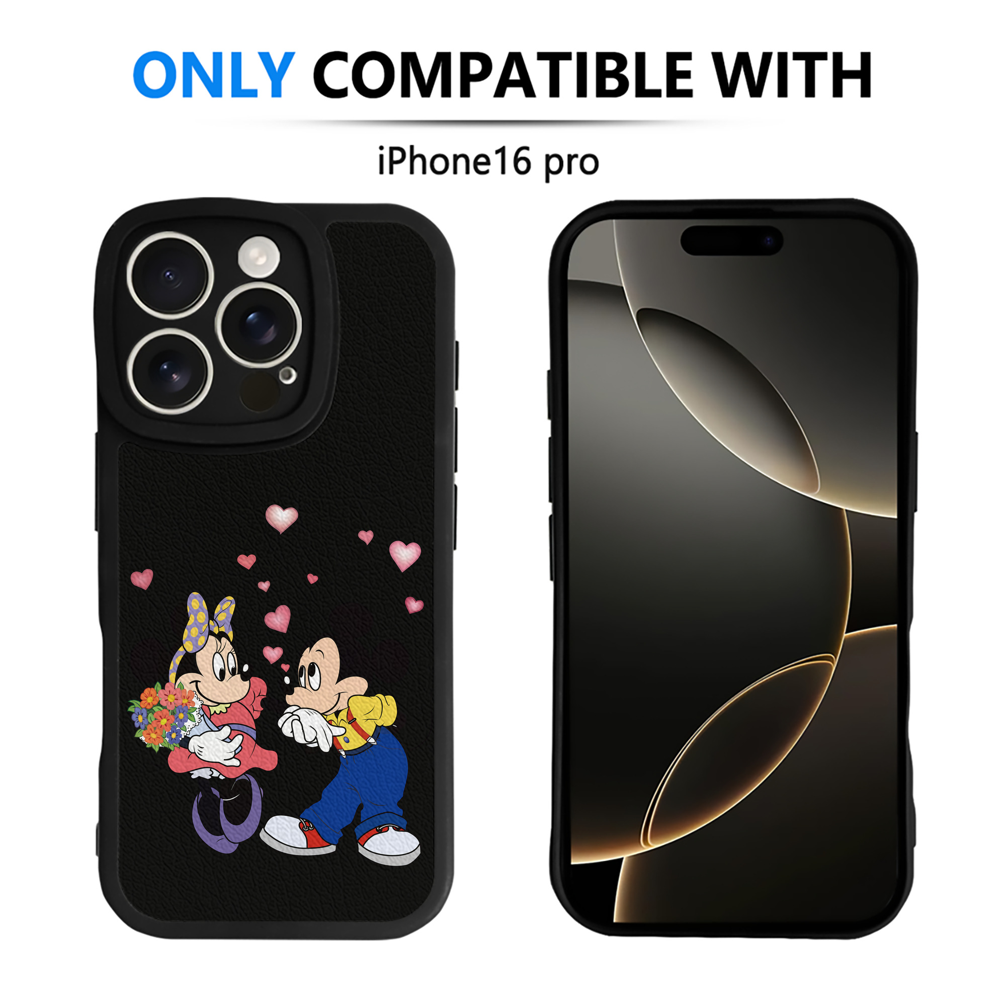 （画像用） ミッキーマウス Mickey Mouse 【iPhone 16シリーズ対応】シリコンスマホケース（レザー調） 材質：シリコン